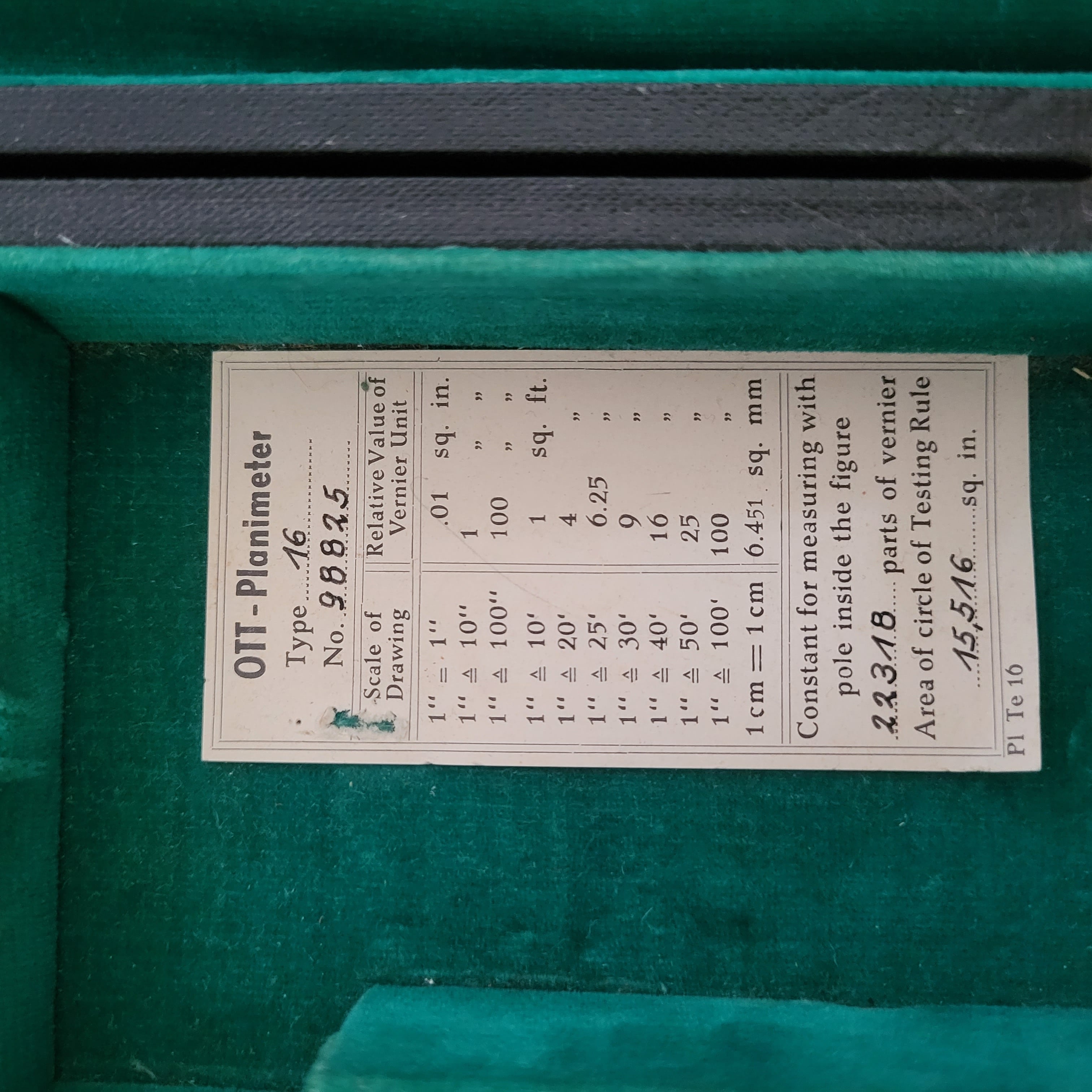 An image of a Kempten Bayern Planimeters insert